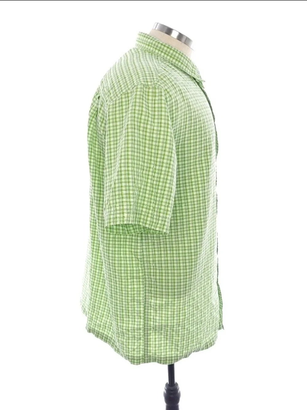 The North Face Green Plaid Button Up Short Sleeve Shirt Mens Size Large